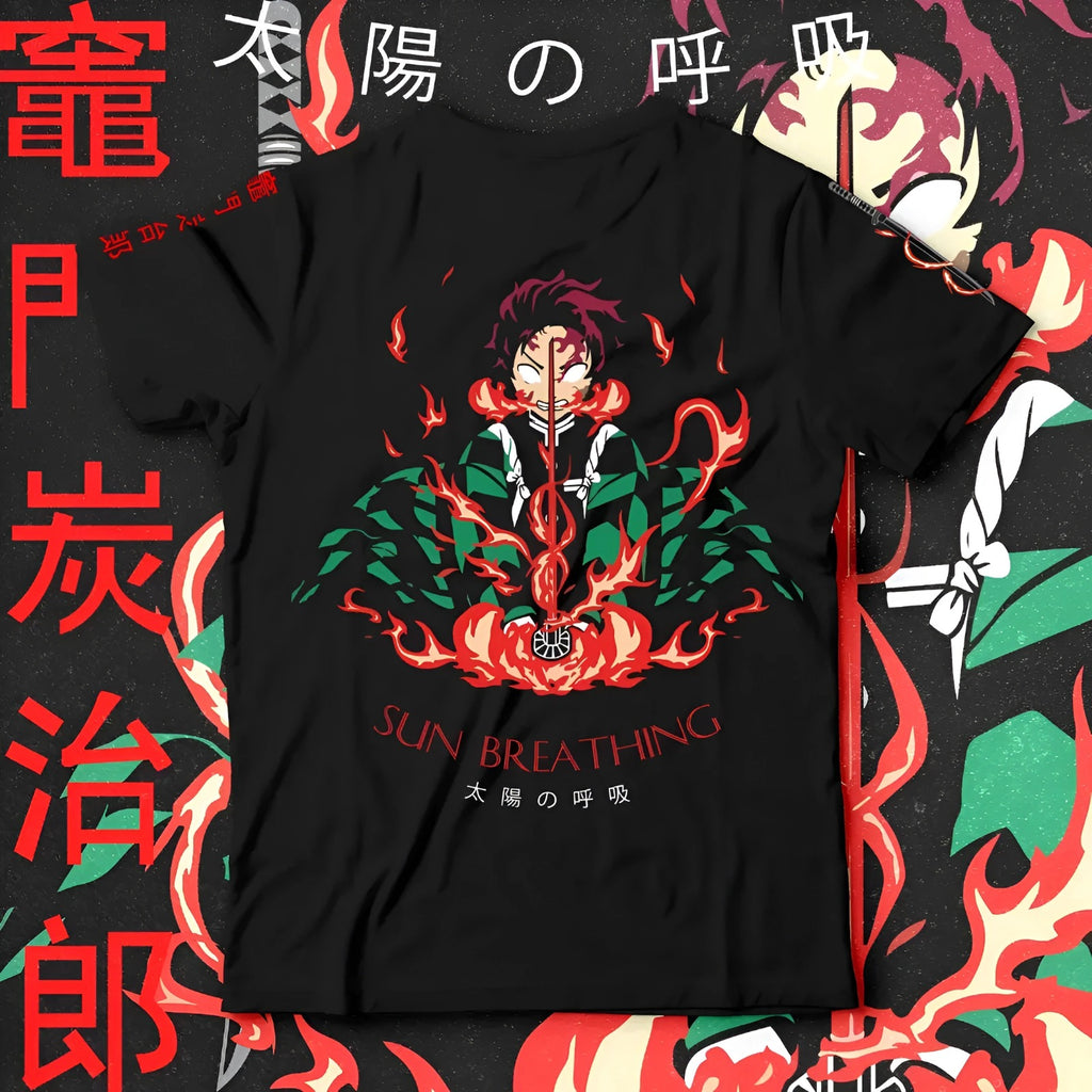 Tanjiro Kamado Minimal Flame Signature Anime T-Shirt
