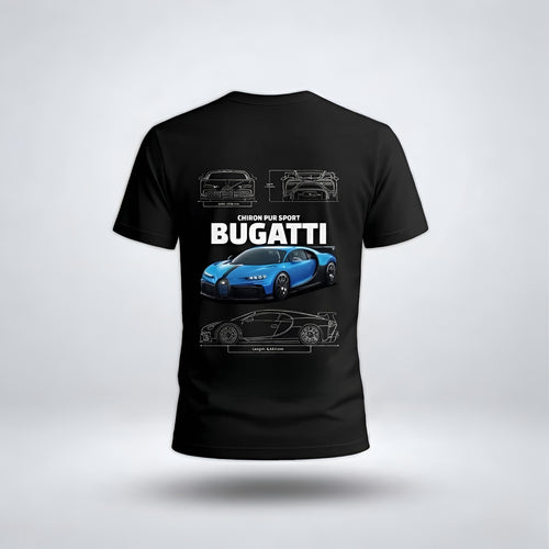 Bugatti Chiron Pur Sport Blueprint Graphic T-Shirt