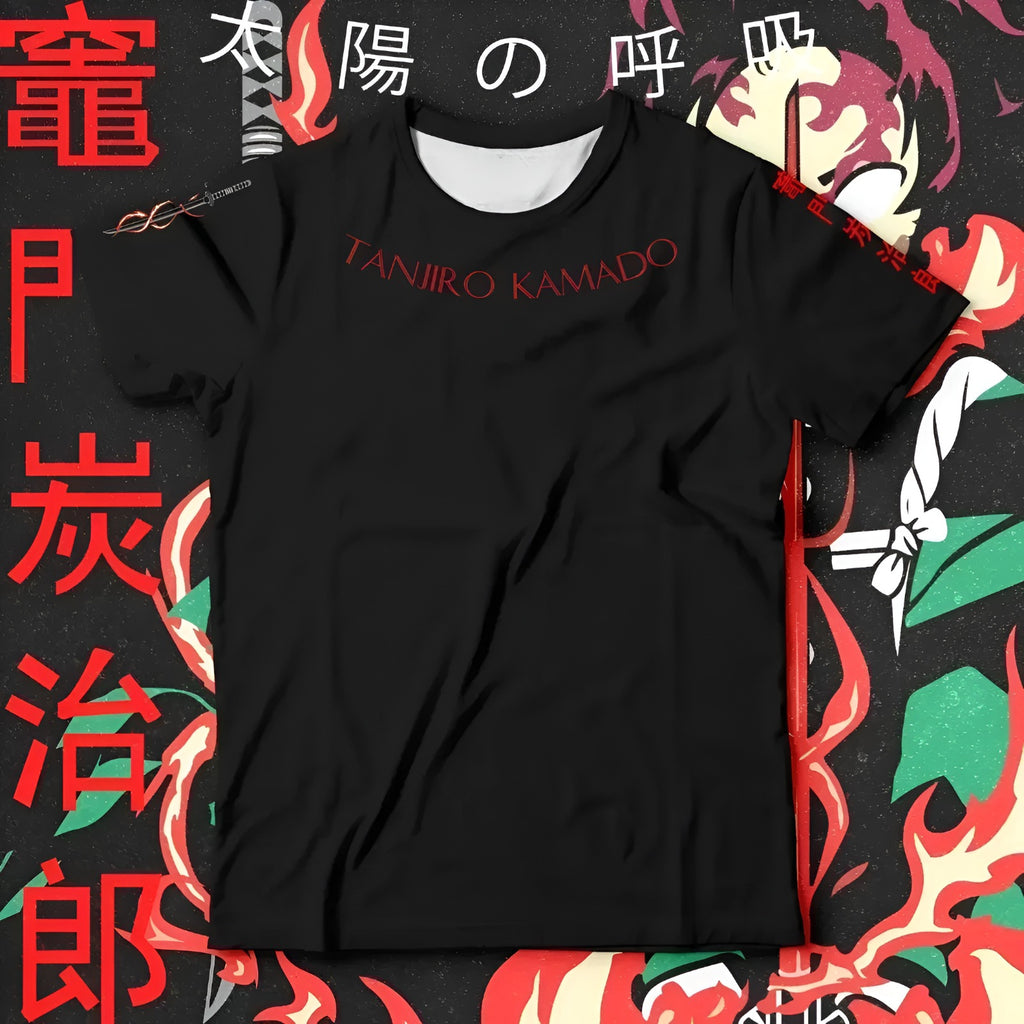 Tanjiro Kamado Minimal Flame Signature Anime T-Shirt