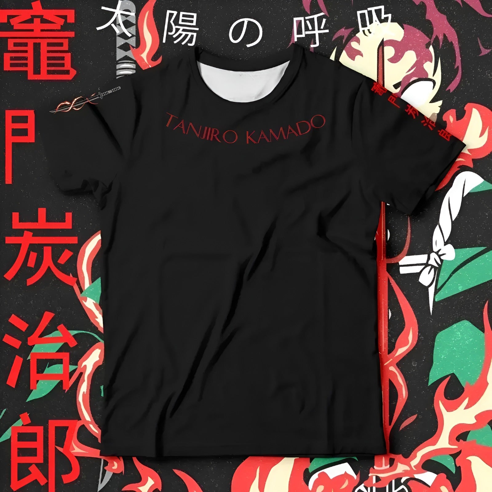 Tanjiro Kamado Minimal Flame Signature Anime T-Shirt