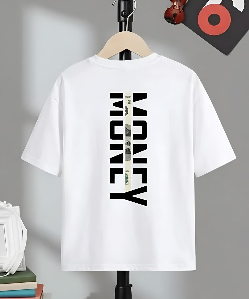 Money Stripe Vertical Graphic Black T-Shirt