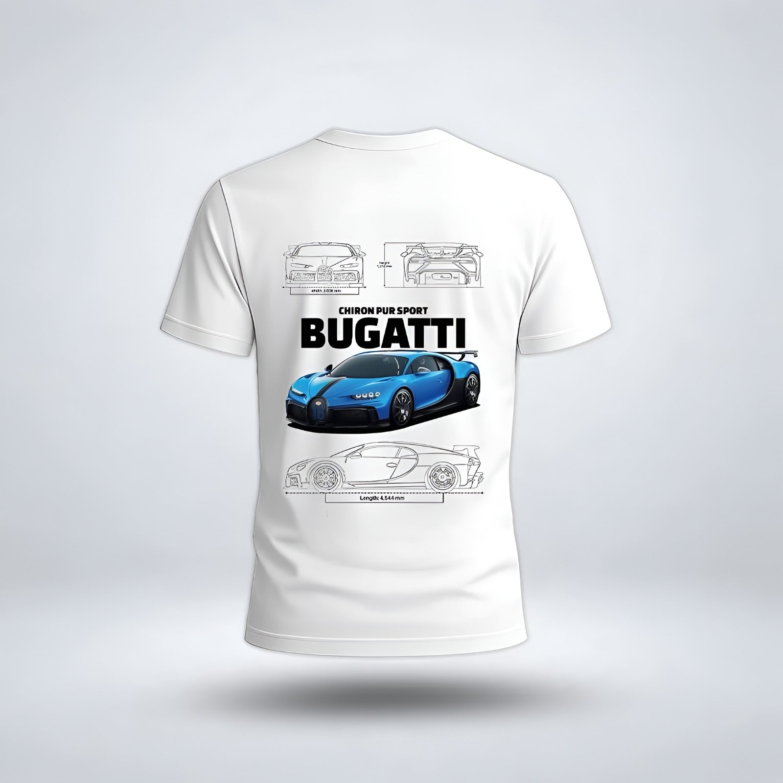 Bugatti Chiron Pur Sport Blueprint Graphic T-Shirt